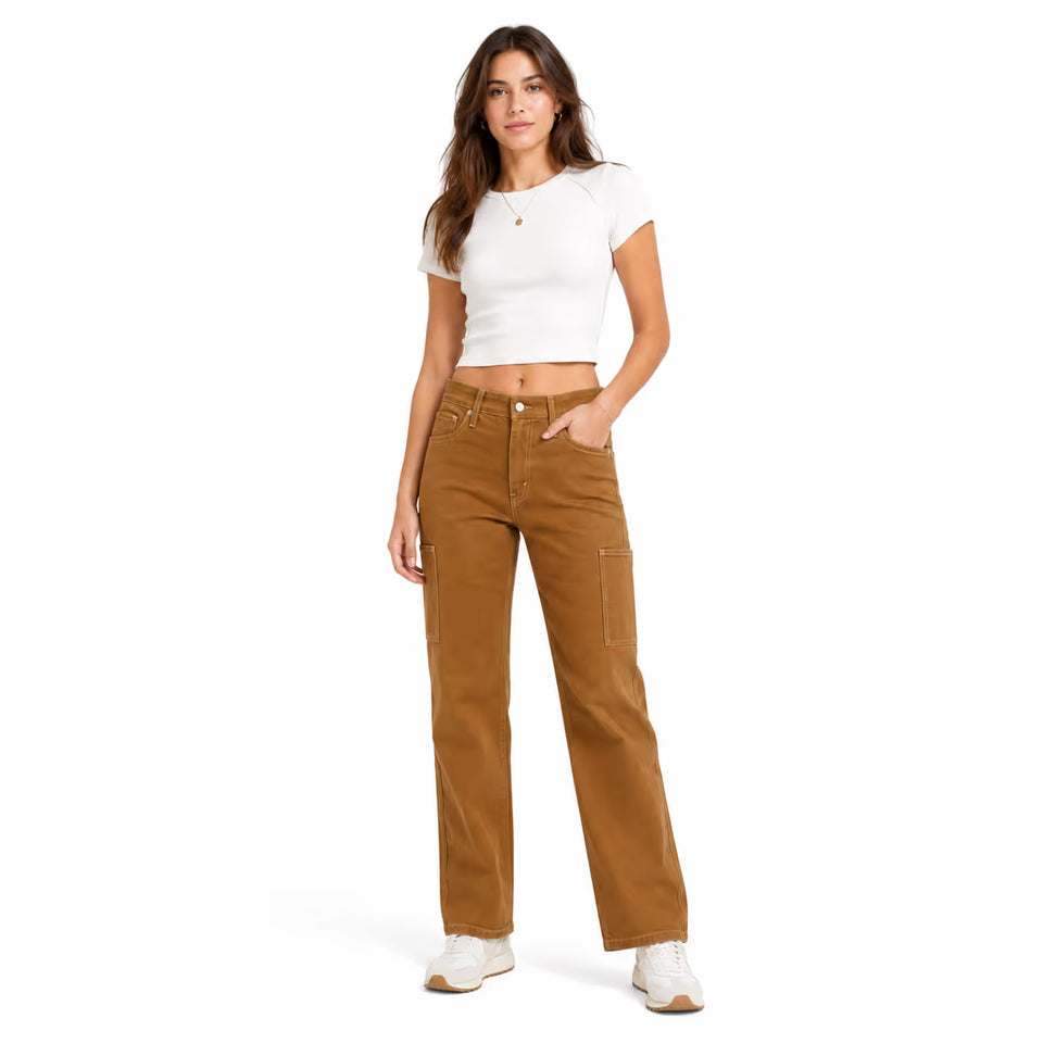 Denizen from Levi's Women's Brown Mid-Rise 90's Loose Straight Jeans | Denizen from Levi's In Lebanon