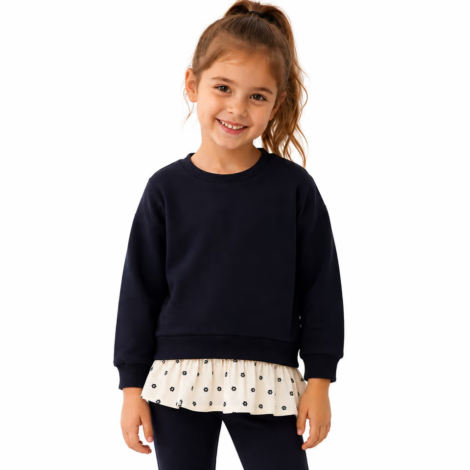 Zara Girl's Black Floral Peplum Hem Sweatshirt|Zara In Lebanon