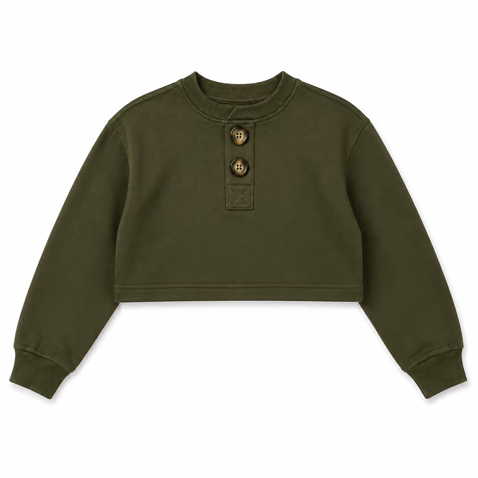 Zara Women's Olive Green Cropped Sweatshirt |Zara In Lebanon