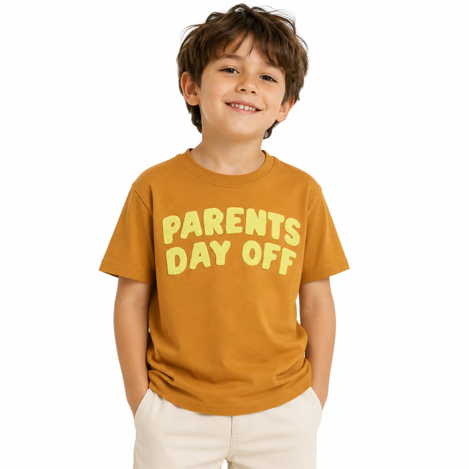 Zara Boy's Camel Parents Day Off Graphic T-Shirt|Zara In Lebanon