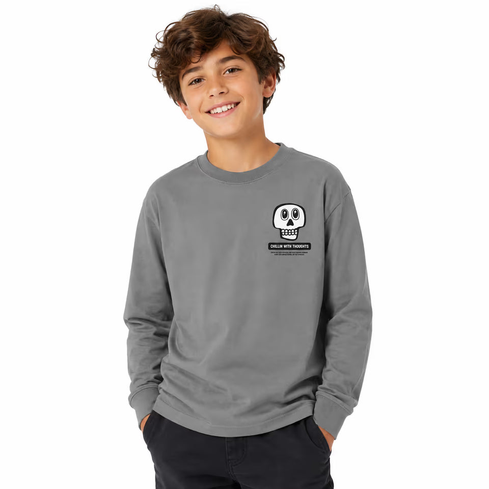 Zara Boy's Grey Chest Printed Crewneck Blouse | Zara In Lebanon