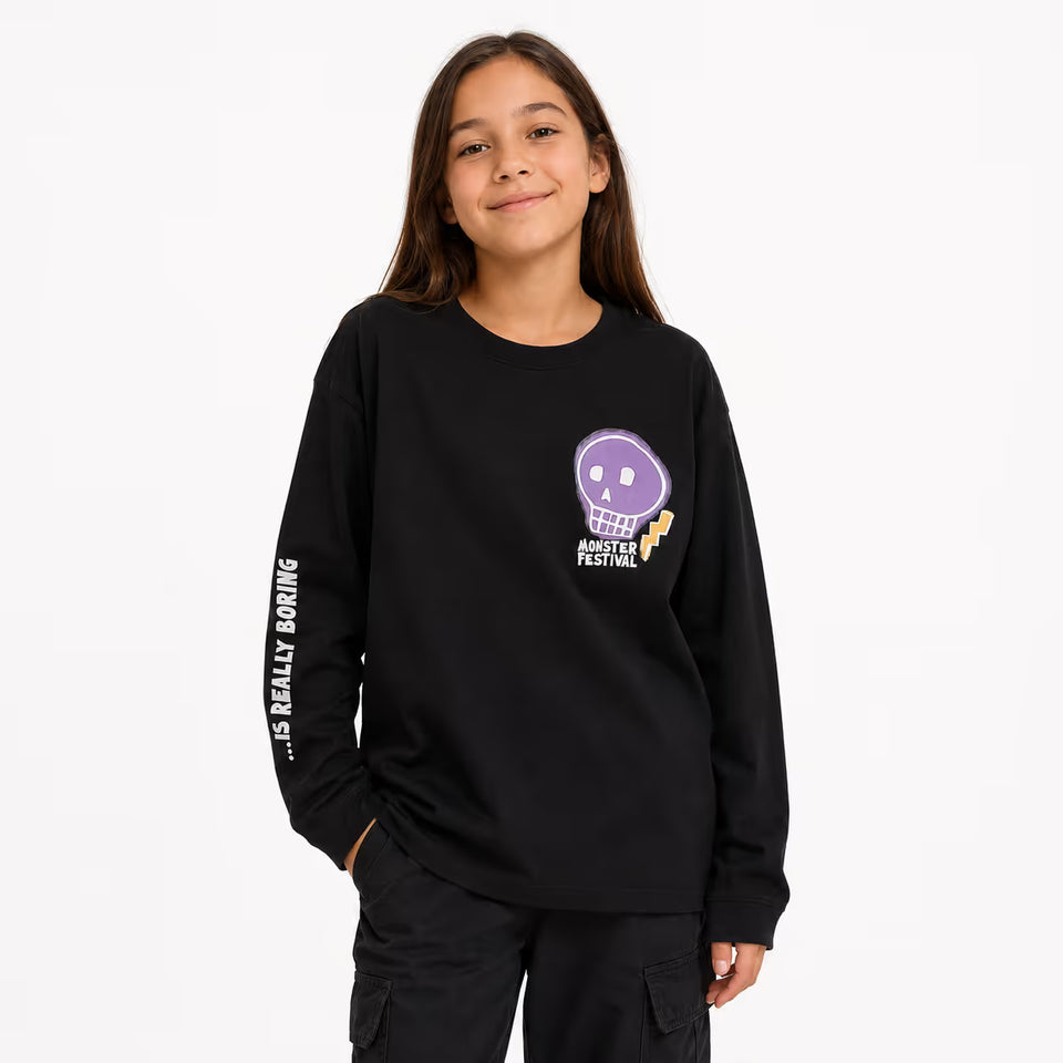 Zara Girl's Black Casual Graphic Streetwear Blouse |Zara In Lebanon