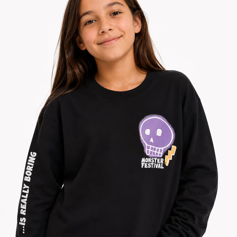 Zara Girl's Black Casual Graphic Streetwear Blouse |Zara In Lebanon