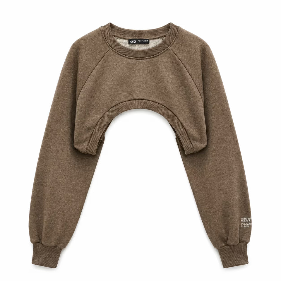 Zara Women's Brown Crop Top | Zara In Lebanon
