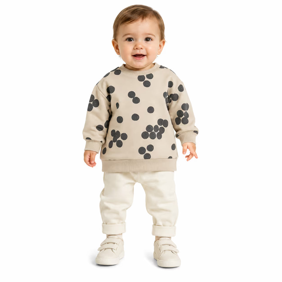 Zara Baby Girl's Beige & Blue Polka Dots Sweatshirt | Zara In Lebanon