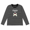 SD Girl's Black Striped White Paris Printed Long Sleeve Blouse | SD In Lebanon