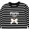 SD Girl's Black Striped White Paris Printed Long Sleeve Blouse | SD In Lebanon