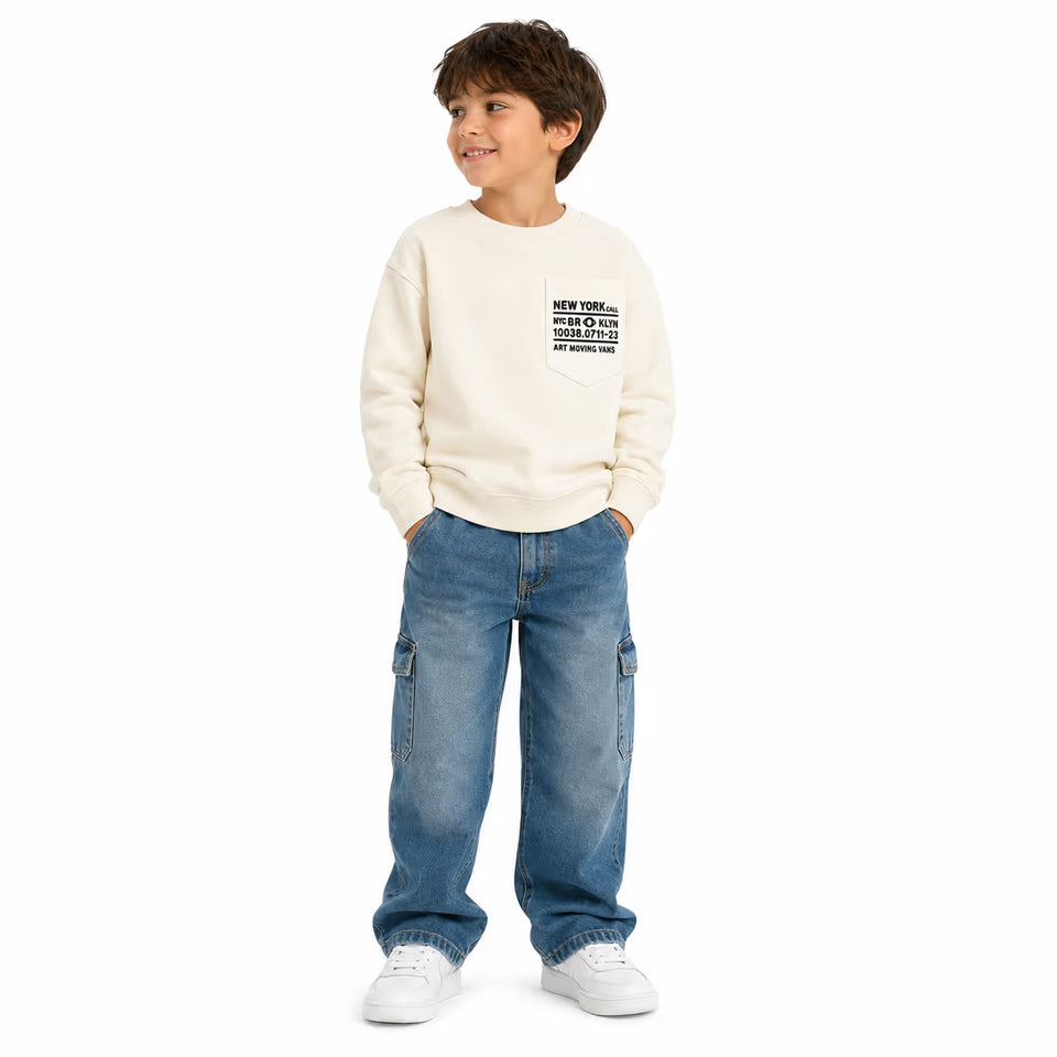 SD Boy's White With Word Printed Sweatshirt| SD In Lebanon