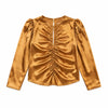 Sinsay Women's Brown Silk Ruched Long Sleeve Cutout Blouse |Sinsay In Lebanon