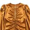 Sinsay Women's Brown Silk Ruched Long Sleeve Cutout Blouse |Sinsay In Lebanon