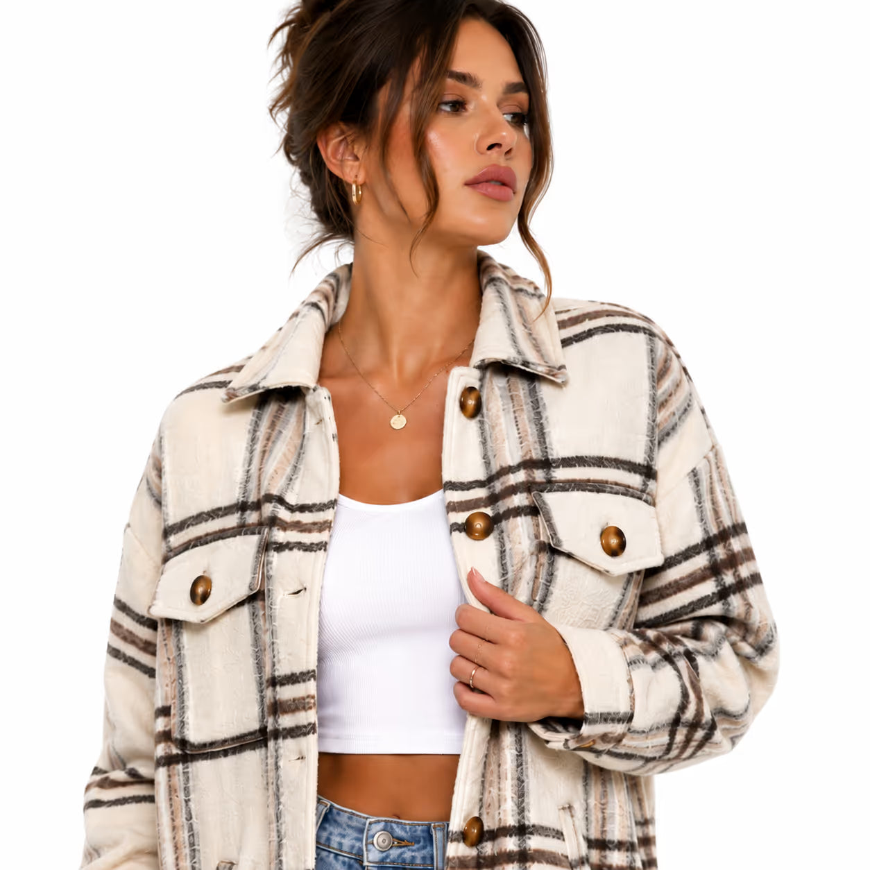 Don't Call Me Jennyfer  Women's Light Beige Shacket | Don't Call Me Jennyfer  in Lebanon