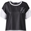 Emporio Armani Women's White /Black Logo Chiffon-layer  T-shirt | Emporio Armani in Lebanon