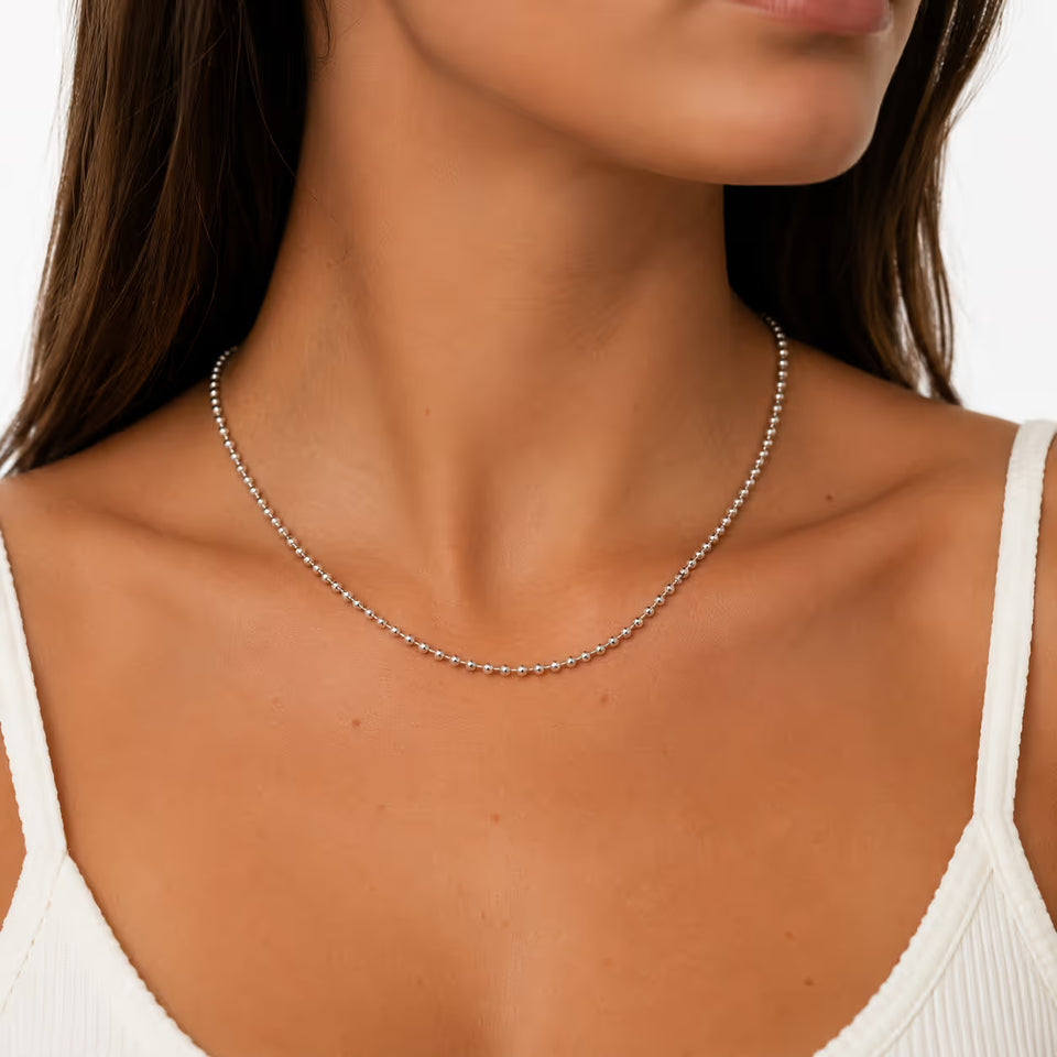 Alex Woo Women's Silver Beaded Chain Collar Necklace | Alex Woo In Lebanon