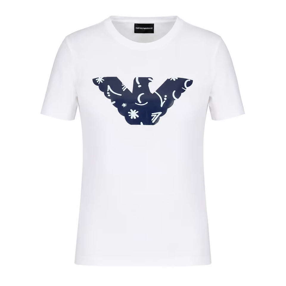 Emporio Armani Women's White Logo Print Regular FitT-shirt | Emporio Armani in Lebanon