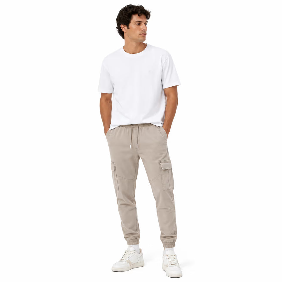 Celio Men's Grey Slim Fit Stretch Cotton Cargo Pants | Celio in Lebanon