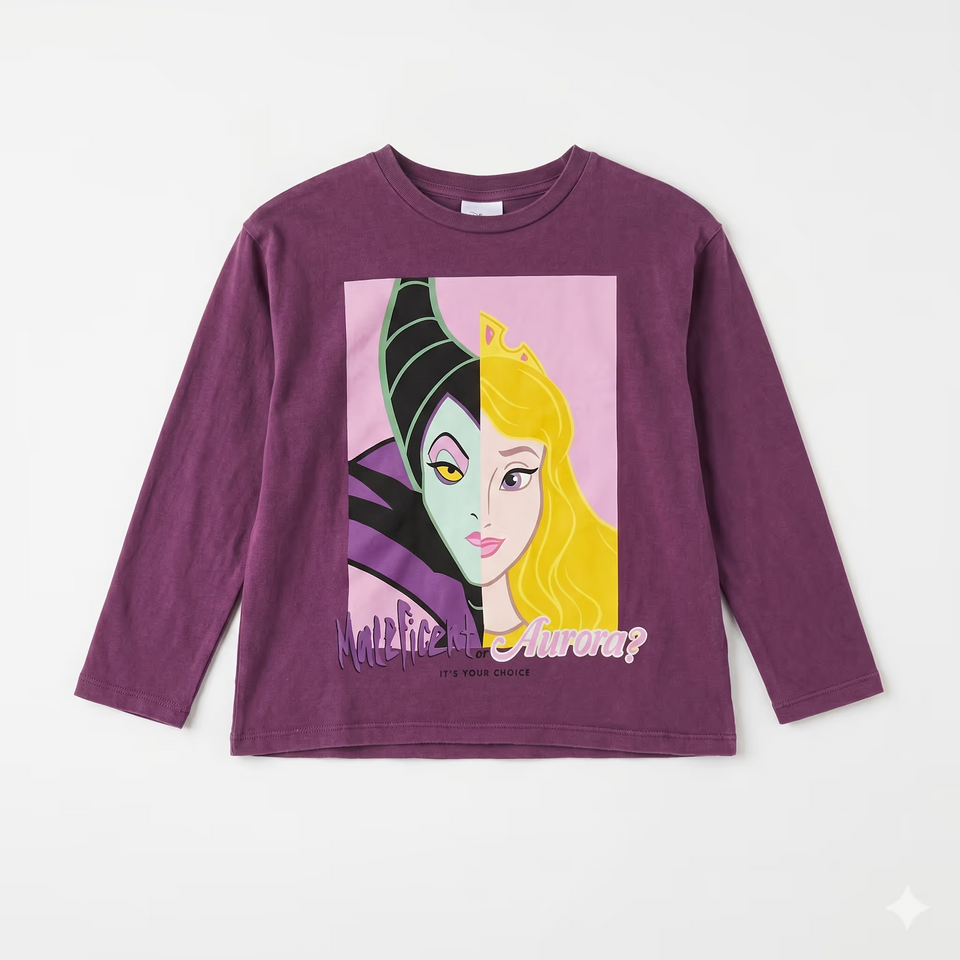 Zara Girl's Plum " Maleficent or Aurora ?" Printed Long Sleeve Blouse | Zara in Lebanon