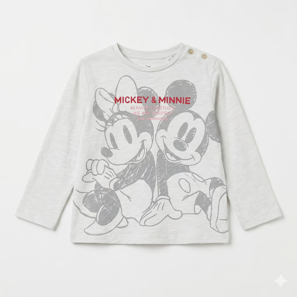 Zara BabyGirl's Light Grey With Mickey & Minnie Mouse Printed LongSleeve Blouse | Zara in Lebanon