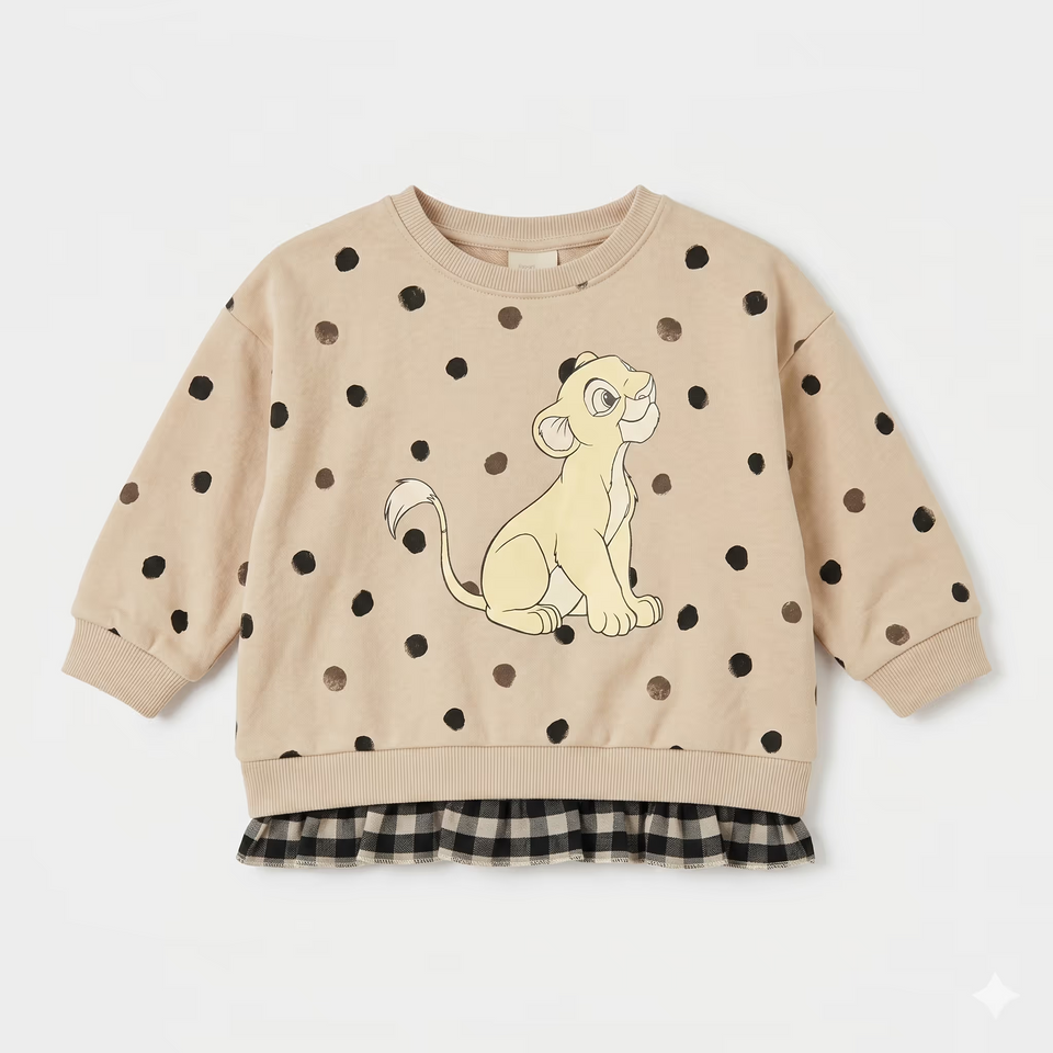 Zara Girl's BeigeA Graphic Simba And Some DetailsPrinted Sweatshirts| Zara in Lebanon