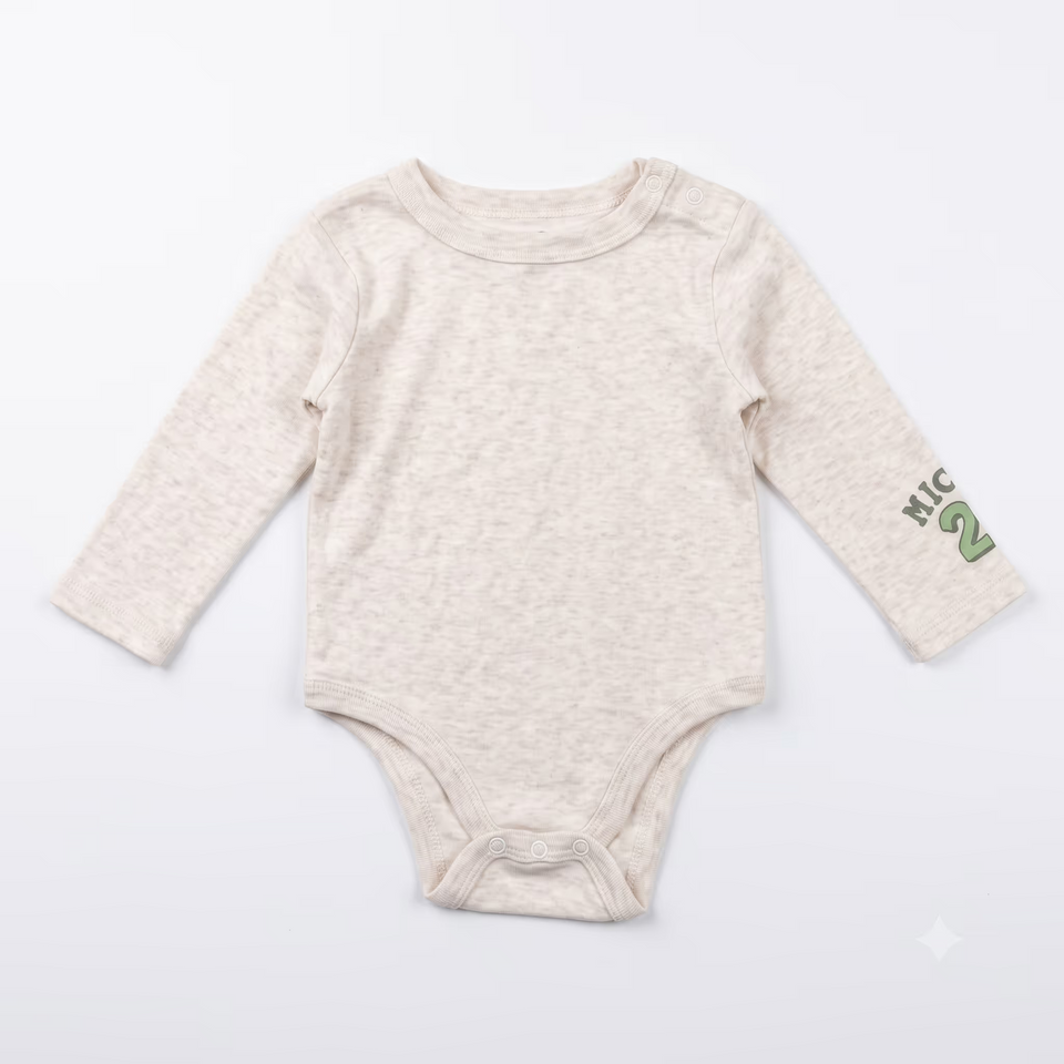 Disney Baby Boy Light Heather Gray Long-Sleeve Bodysuit| Disney in Lebanon