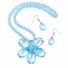 Fashion Jewelry Women's Blue Flower Necklace & Earrings Set | Fashion Jewelry In Lebanon