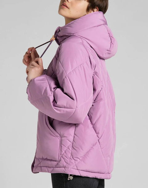 Lee Women's Purple Short Puffer Violet Relaxed Fit Jacket | Lee In Lebanon