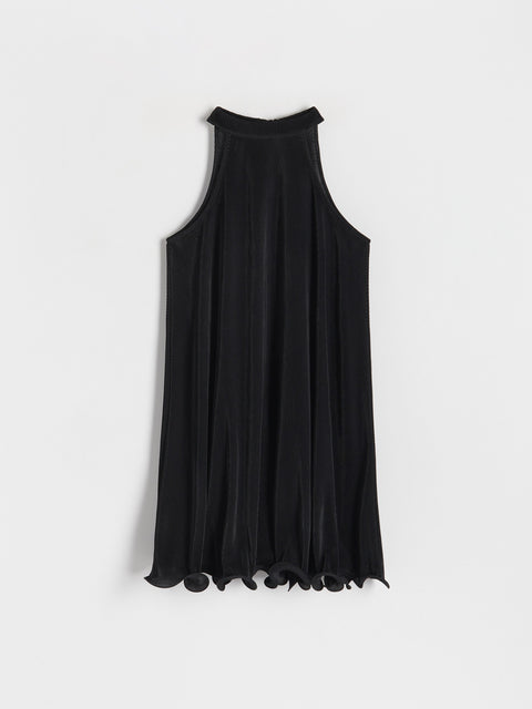 Black sleeveless dress on a white background