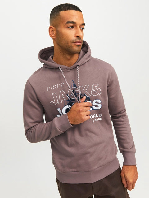 Jack & Jones Men's Twilight Mauve Printed Hoodie |Jack & Jones In Lebanon
