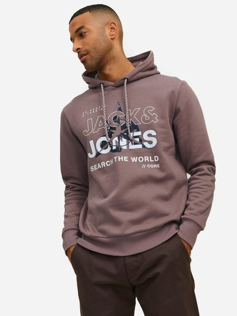 Jack & Jones Men's Twilight Mauve Printed Hoodie |Jack & Jones In Lebanon