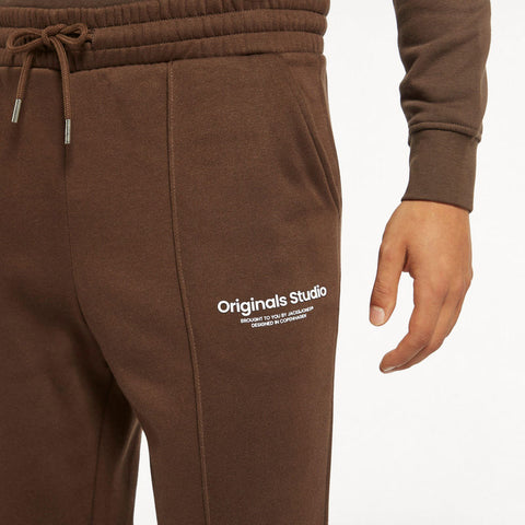 Jack & Jones Men's Brown Logo Mid-Rise Drawstring Sweatpants | Jack & Jones In Lebanon