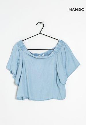 Mango Women's Blue Off-Shoulder Denim Top| Mango in Lebanon