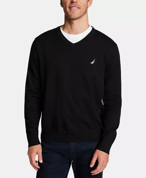 Nautica Men's Black Navtech Performance Classic-Fit Soft V-Neck Sweater|Nautica In Lebanon