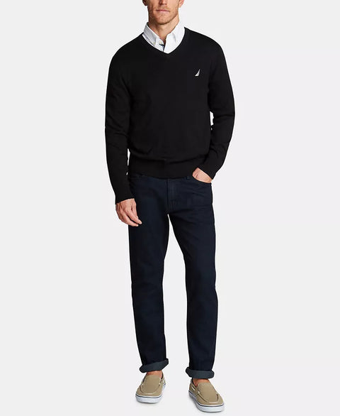 Nautica Men's Black Navtech Performance Classic-Fit Soft V-Neck Sweater|Nautica In Lebanon