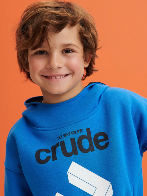 Reserved Boy's Blue Graphic Printed Hoodie | Reserved In Lebanon