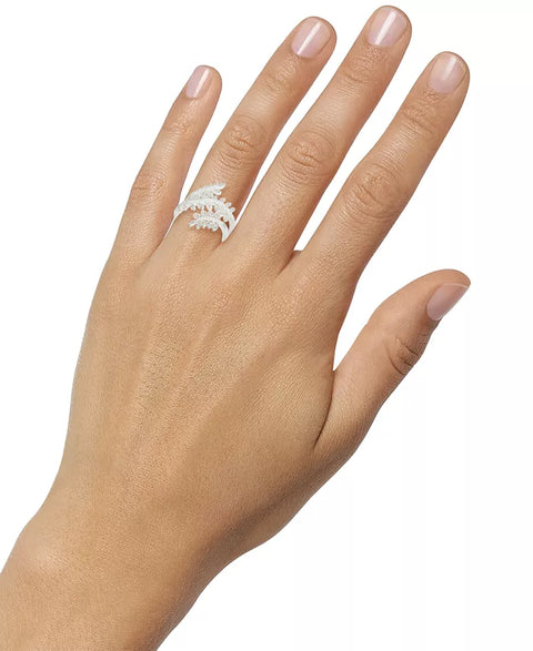 Charter Club Women's Fine Silver Plate Crystal Leaf Wrap Ring |Charter Club In Lebanon