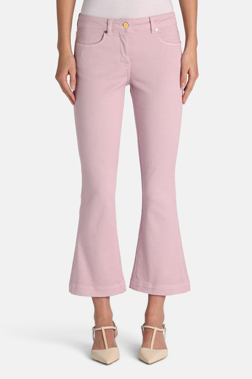 Luisa Spagnoli Women's Light Pink Flared Leg Pants | Luisa Spagnoli In Lebanon