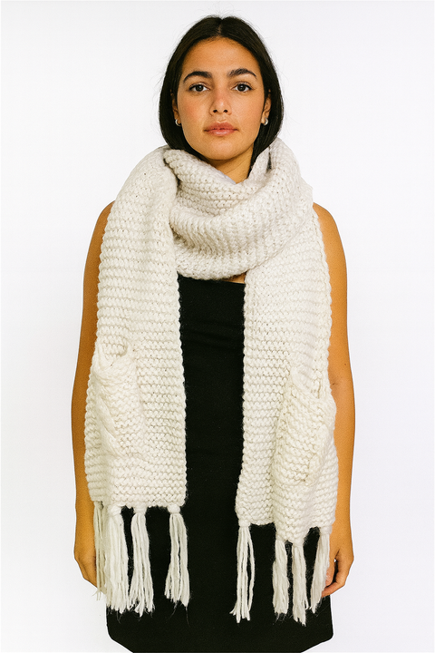 Forever 21 Women's Off White Knitted Blanket Scarf | Forever 21 In Lebanon