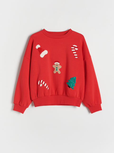 Reserved Girl's Red Christmas Sweatshirt | Reserved In Lebanon