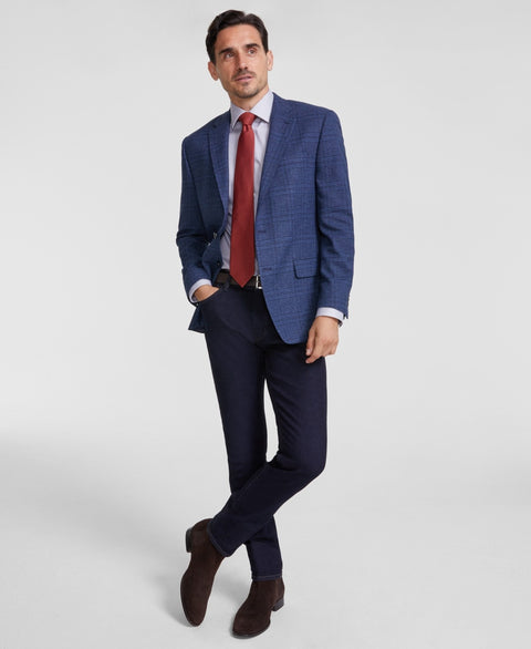 Michael Kors Men's Navy Plaid Classic Fit Blazer | Michael Kors In Lebanon