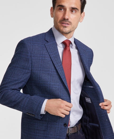Michael Kors Men's Navy Plaid Classic Fit Blazer | Michael Kors In Lebanon