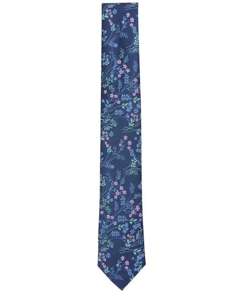 Bar III Men's  Pink Navy Blue Regular fit Tie Necktie Floral  | Bar III In Lebanon