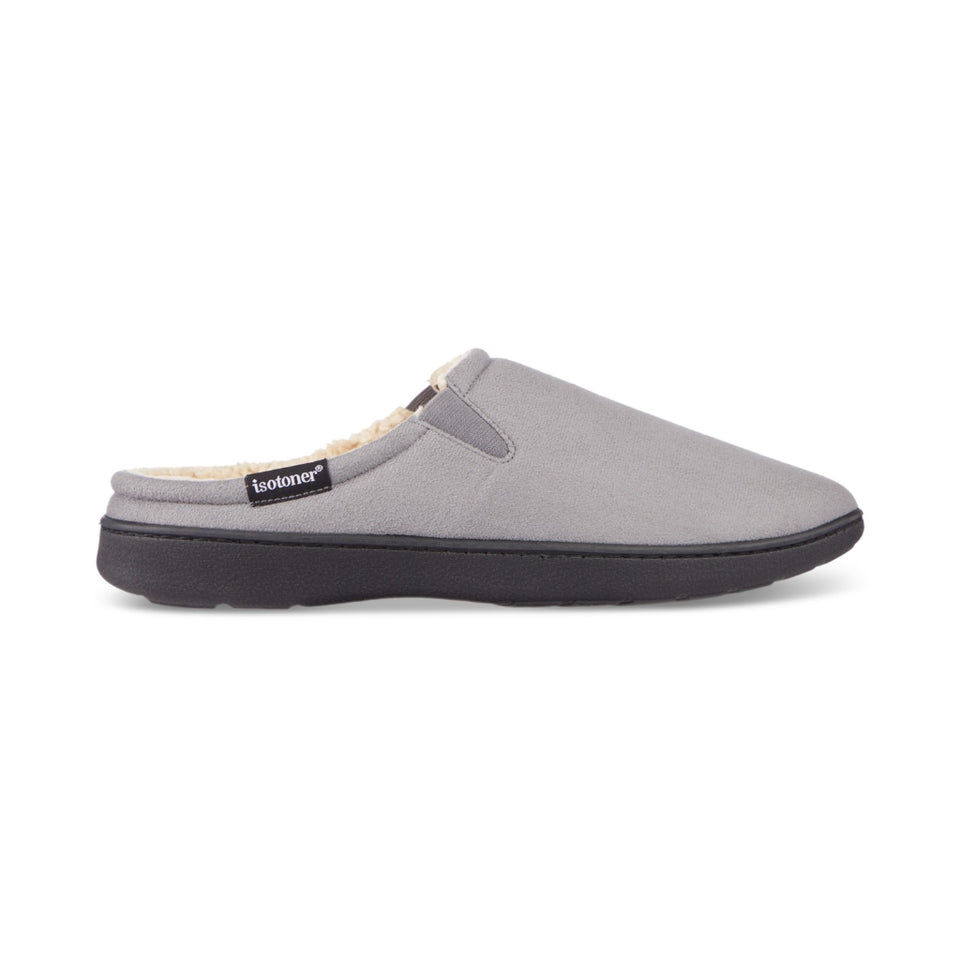 Isotoner Signature Men's Dark GreyMicrosuede Hoodback Slipper