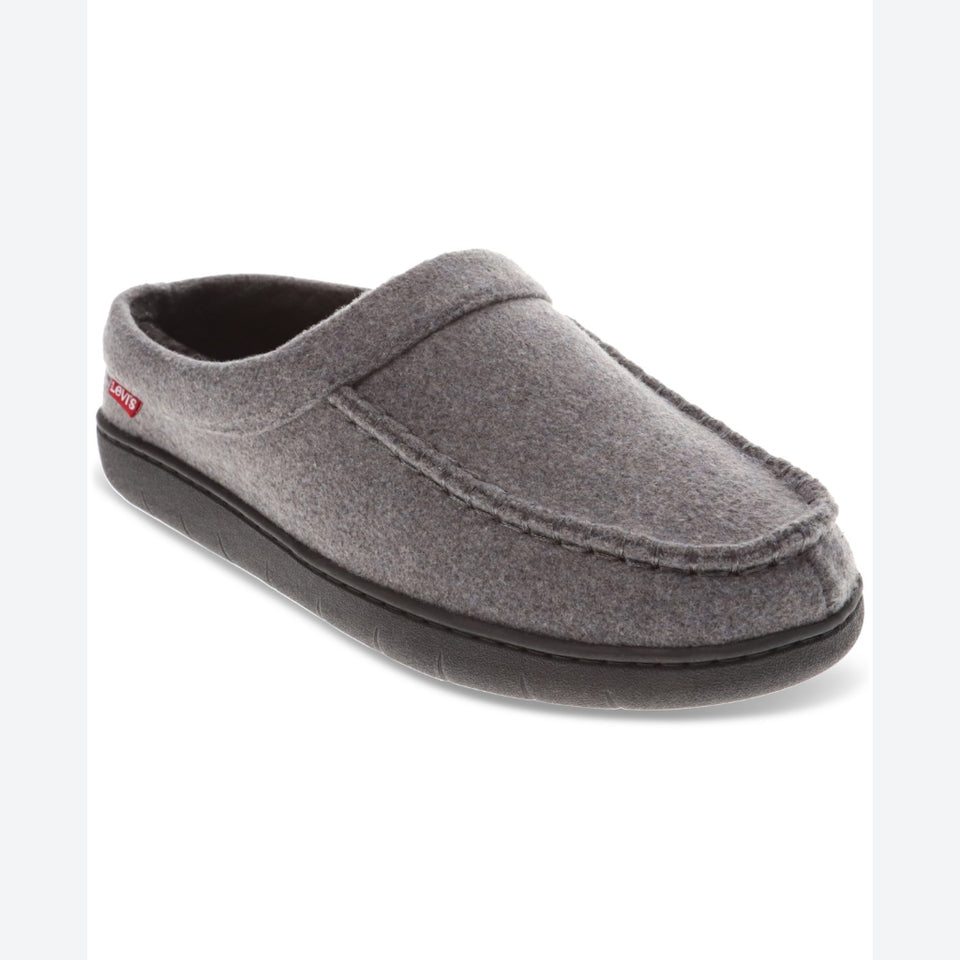 Levi's Men's Dark Grey Victor Faux-Sherpa Slippers