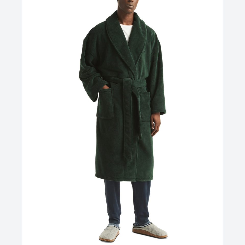 Nautica Men's Dark Green Solid Belted Sleep Robe