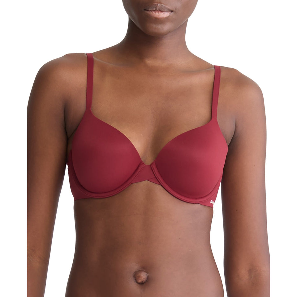 Calvin Klein Women's Dark Red Perfectly Fit Lightly Lined Full Coverage T-Shirt Bra