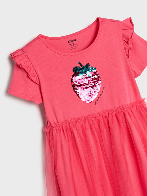 Sinsay Girl's Coral Printed Tulle Dress | Sinsay In Lebanon