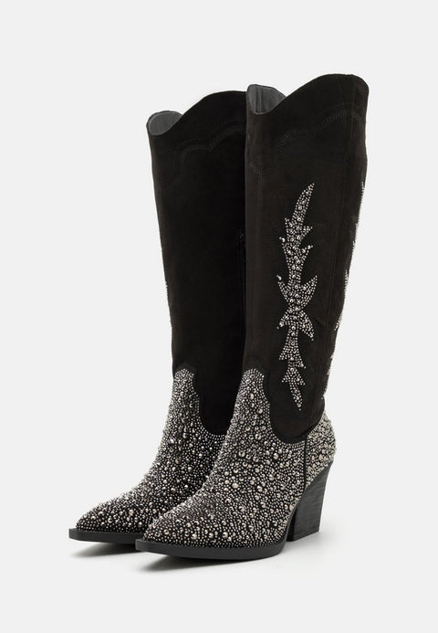 Steve Madden Women's Black Synthetic Apple Cowboy Boot|Steve Madden In Lebanon