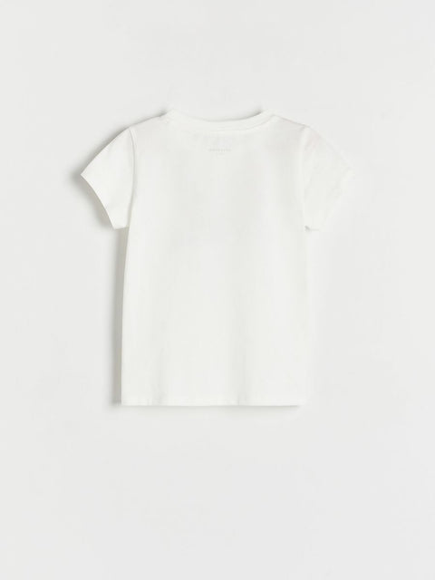 Reserved Girl's White Printed Rhinestone Short sleeve Crew Neck T-Shirt |Reserved In Lebanon