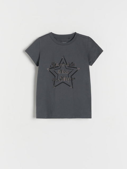 Reserved Girl's Dark Grey T-Shirt With Print | Reserved In Lebanon