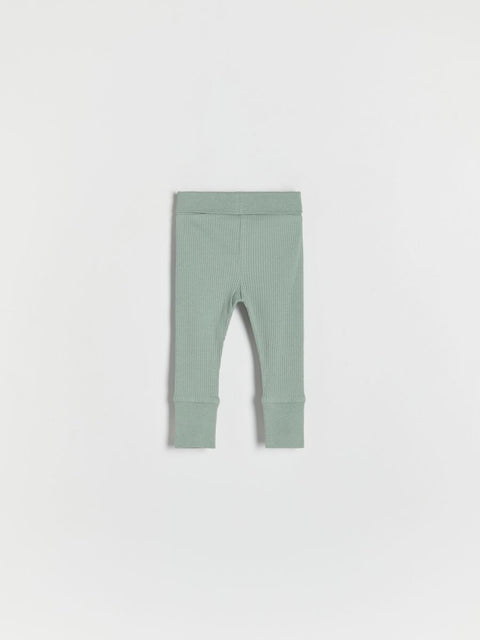 Reserved Baby's Mint Green Ribbed Knit With Decorative Bow Leggings | Reserved In Lebanon