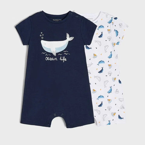 Sinsay Fox & Bunny Baby Boys Navy and White Ocean 2-Pack | Sinsay Fox & Bunny in Lebanon